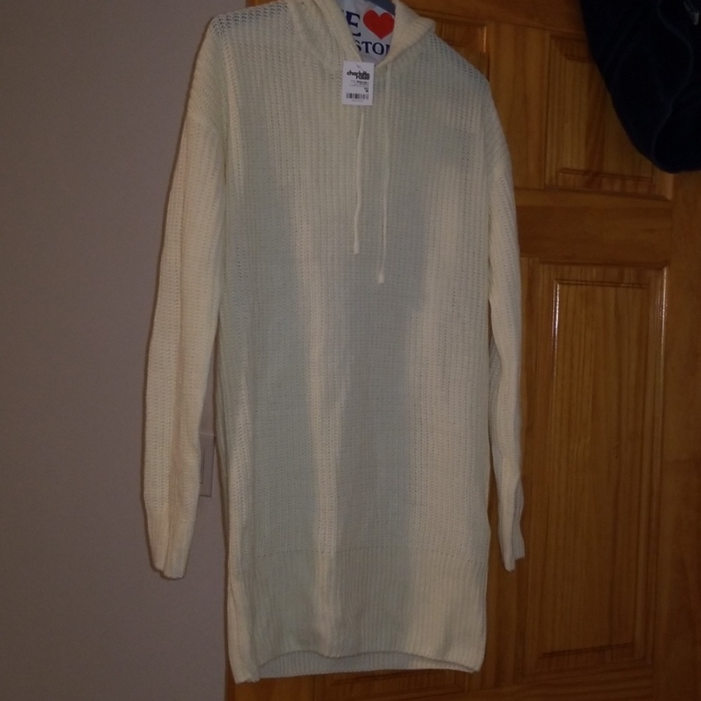 Off White Cable Knit Sweater Dress